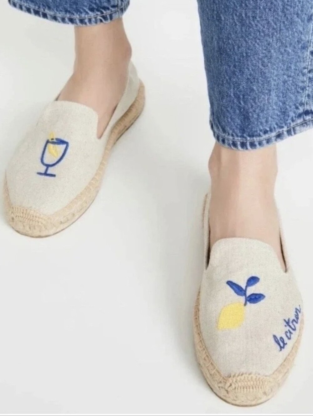 New Soludos Limoncello Espadrille Smoking Size 7 Loafer Shoes Tan Lemon